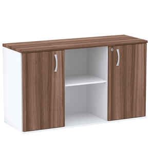 Armario-Baixo-Credenza-com-Nicho-Unico-Central-e-Duas-Portas-PE25-em-MDP-Cor-Walnut-e-Branco-01 Armario-Baixo-Credenza-com-Nicho-Unico-Central-e-Duas-Portas-PE25-em-MDP-Cor-Walnut-e-Branco-01