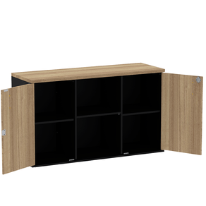 Armario-Baixo-Credenza-com-Nicho-Unico-Central-e-Duas-Portas-PE25-em-MDP-Cor-Noce-Naturalle-e-Preto-02