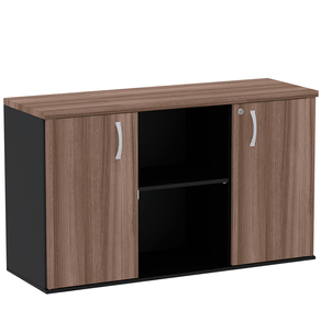 Armario-Baixo-Credenza-com-Nicho-Unico-Central-e-Duas-Portas-PE25-em-MDP-Cor-Walnut-e-Preto-01