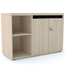 Armario-Baixo-Credenza-Nicho-Unico-Lateral-e-Duas-Portas-PE50-MDP-Nogueira-CasaBlanca-detalhe-Preto