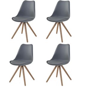 Kit-4-Cadeiras-Luisa-Rivatti-Polipropileno-Cinza-Base-Madeira Kit-4-Cadeiras-Luisa-Rivatti-Polipropileno-Cinza-Base-Madeira