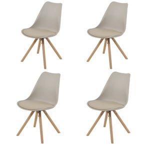 Kit-4-Cadeiras-Luisa-Rivatti-Polipropileno-Nude-Base-Madeira Kit-4-Cadeiras-Luisa-Rivatti-Polipropileno-Nude-Base-Madeira