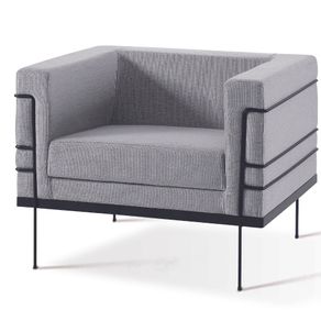 Poltrona-Le-Corbusier-Daf-Moveis-em-Madeira-Eucalipto-Linho-Cinza-Base-Aco-