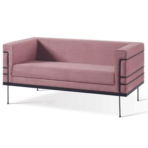 Sofa-2-Lugares-Le-Corbusier-Daf-Moveis-136-cm-em-Madeira-Eucalipto-Veludo-Rosa-Base-Aco