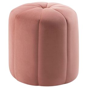 Puff-Petala-Daf-Moveis-em-Madeira-Eucalipto-Veludo-Rosa-Base-Madeira-Tauari