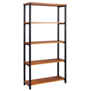 Estante-Dallas-Linha-Industrial-Daf-Moveis-120-cm-em-Madeira-Taeda-Cor-Mel-Base-Aco-Preto