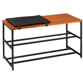 Sapateira-Fileira-Dupla-Filadelfia-Linha-Industrial-Daf-Moveis-80-cm-Madeira-Taeda-Mel-Almofada-Preta-Base-Aco-Preto--1-