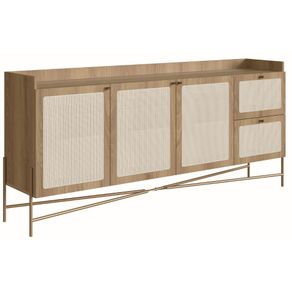 Balcao-Buffet-Oslo-Artesano-183-cm-em-MDP-Mel-Palha-Natural-3-Portas-Base-Metal