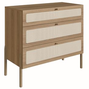 Comoda-Oslo-Artesano-93-cm-em-MDP-Cor-Mel-Palha-Natural-3-Gavetas-Base-Madeira