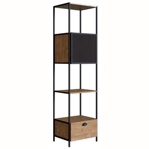 Estante-Industrial-York-Artesano-90-cm--largura--em-MDP-Vermont-Uma-Porta-Aco-Preto