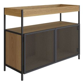 Balcao-Buffet-Bar-Industrial-York-Artesano-100-cm--largura--em-MDP-Hanover-Duas-Portas-Aco-Preto