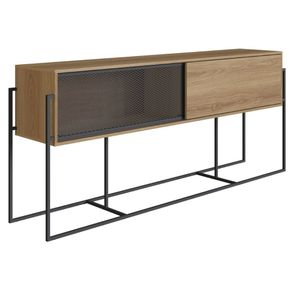 Balcao-Buffet-Bar-Industrial-York-Artesano-188-cm--largura--em-MDP-Hanover-Duas-Portas-Aco-Preto