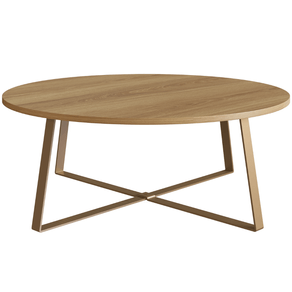 Mesa-de-Centro-Redonda-Artesano-80-cm--largura--em-MDP-Estrutura-Metalica-em-Aco-Dourado