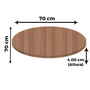 Tampo Redondo 70 cm (Largura) PE40 Pandin MDP 4,00 cm (altura) Cor Noce Naturalle