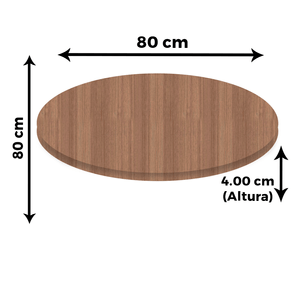 Tampo Redondo 80 cm (Largura) PE40 Pandin MDP 4,00 cm (altura) Cor Noce Naturalle