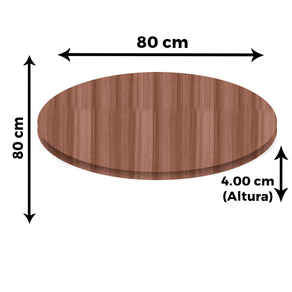 Tampo Redondo 80 cm (Largura) PE40 Pandin MDP 4,00 cm (altura) Cor Walnut