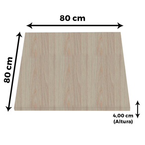 Tampo Quadrado 80 cm (Largura) PE40 Pandin MDP 4,00 cm (altura) Cor Nogueira CasaBlanca
