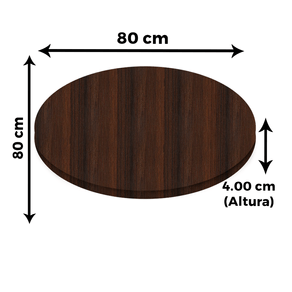 Tampo Redondo 80 cm (Largura) PE40 Pandin MDP 4,00 cm (altura) Cor Imbuia Terra