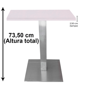 Mesa Quadrada Alpha Inox Prata 73,50 cm (Altura) Tampo MDP Quadrado 60