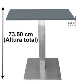 Mesa Quadrada Alpha Inox Prata 73,50 cm (Altura) Tampo MDP Quadrado 60 cm Grafito (Larg)