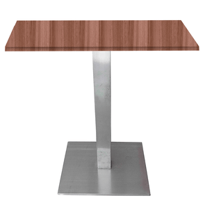 Mesa Quadrada Alpha Inox Prata 73,50 cm (Altura) Tampo MDP Quadrado 60 cm Walnut (Larg)