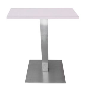 Mesa Quadrada Alpha Inox Prata 73,50 cm (Altura) Tampo MDP Quadrado 70 cm Branco (Larg)