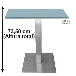 Mesa Quadrada Alpha Inox Prata 73,50 cm (Altura) Tampo MDP Quadrado 70 cm Cinza (Larg)