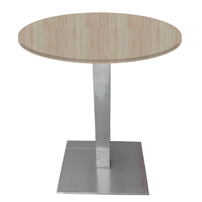 Mesa-Quadrada-Alpha-Inox-Prata-7350-cm--Altura--Tampo-MDP-Redondo-70-cm-Nogueira-CasaBlanca--Larg-