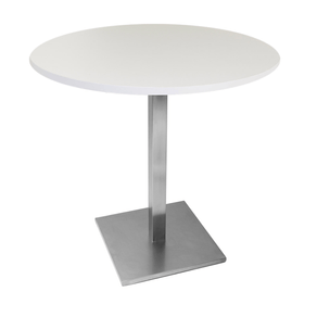 Mesa Quadrada Alpha Inox Prata 73,50 cm (Altura) Tampo MDP Redondo 80 cm Branco (Larg)