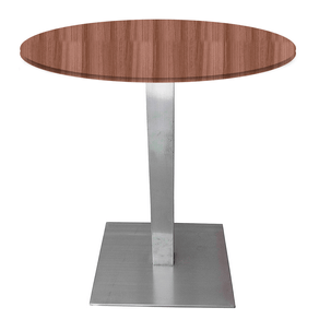 Mesa Quadrada Alpha Inox Prata 73,50 cm (Altura) Tampo MDP Redondo 80 cm Walnut (Larg) Mesa Quadrada Alpha Inox Prata 73,50 cm (Altura) Tampo MDP Redondo 80 cm Walnut (Larg)