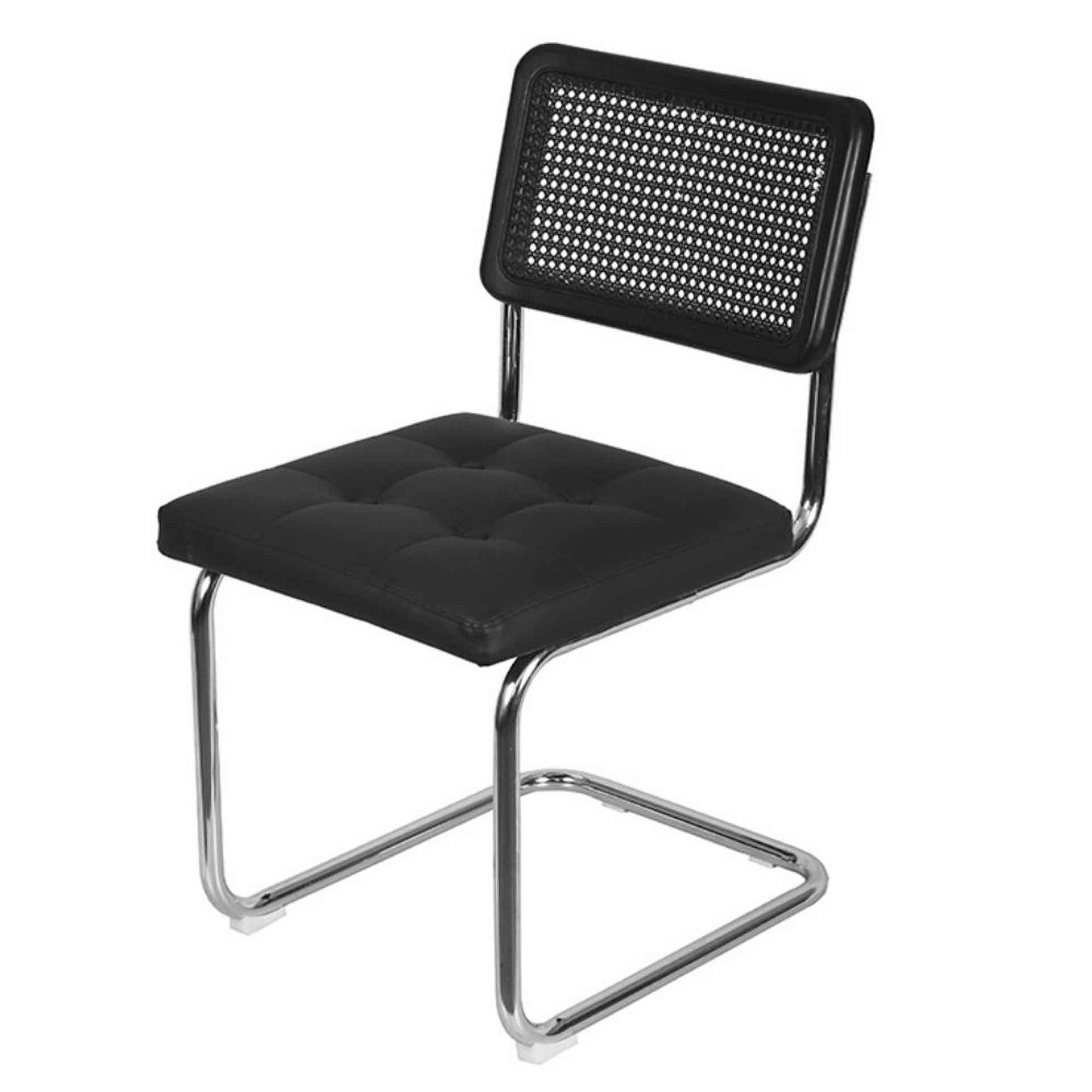 Cadeira Cesca Encosto Madeira e Palha Natural Preta Assento