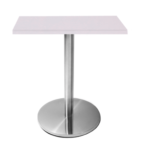 Mesa Beta em Inox 75,00 cm (Altura) Disco Redondo Tampo MDP Quadrado 60 cm Branco (Larg)