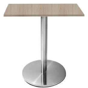 Mesa Beta em Inox 75,00 cm (Altura) Disco Redondo Tampo MDP Quadrado 60 cm Nogueira CasaBlanca (Larg)