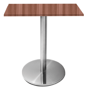 Mesa Beta em Inox 75,00 cm (Altura) Disco Redondo Tampo MDP Quadrado 60 cm Walnut (Larg)