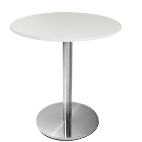 Mesa Beta em Inox 75,00 cm (Altura) Disco Redondo Tampo MDP Redondo 60 cm Branco (Larg)