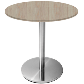 Mesa Beta em Inox 75,00 cm (Altura) Disco Redondo Tampo MDP PE25 Redondo 60 cm Nogueira CasaBlanca