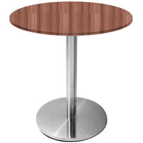 Mesa Beta em Inox 75,00 cm (Altura) Disco Redondo Tampo MDP PE25 Redondo 60 cm Walnut