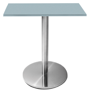 Mesa Beta em Inox 75,00 cm (Altura) Disco Redondo Tampo MDP PE25 Quadrado 70 cm Cinza