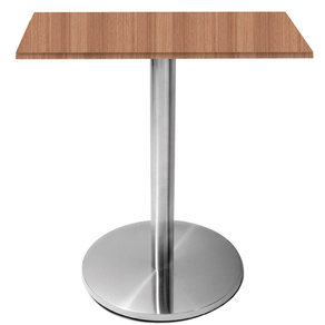 Mesa Beta em Inox 75,00 cm (Altura) Disco Redondo Tampo MDP PE25 Quadrado 70 cm Noce Naturalle