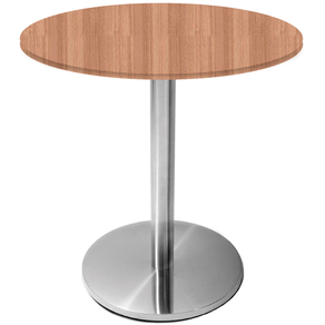 Mesa Beta em Inox 75,00 cm (Altura) Disco Redondo Tampo MDP PE25 Redondo 80 cm Noce Naturalle