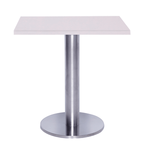 Mesa Beta Big em Inox 75,00 cm (Altura) Disco Redondo Tampo MDP Quadrado 60 cm Branco