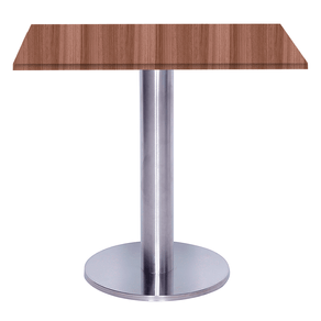 Mesa Beta Big em Inox 75,00 cm (Altura) Disco Redondo Tampo MDP Quadrado 60 cm Walnut