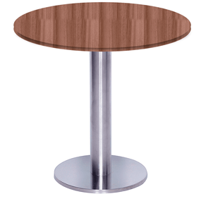 Mesa Beta Big em Inox 75,00 cm (Altura) Disco Redondo Tampo MDP Redondo 60 cm Walnut