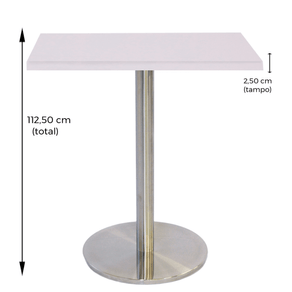 Mesa Bistrô Beta 112,50 cm (Altura) Tampo MDP PE25 Quadrado 60 cm Branco