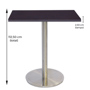 Mesa Bistrô Beta 112,50 cm (Altura) Tampo MDP PE25 Quadrado 60 cm Preto