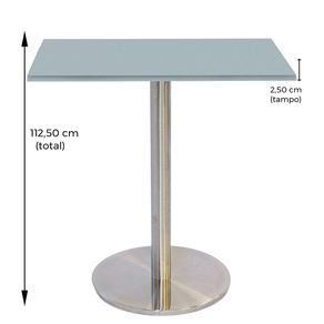 Mesa Bistrô Beta 112,50 cm (Altura) Tampo MDP PE25 Quadrado 60 cm Cinza