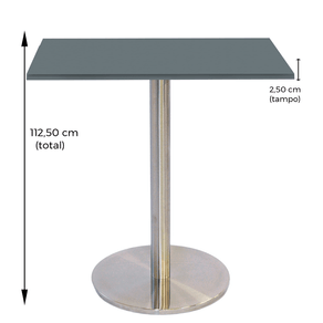 Mesa Bistrô Beta 112,50 cm (Altura) Tampo MDP PE25 Quadrado 60 cm Grafito