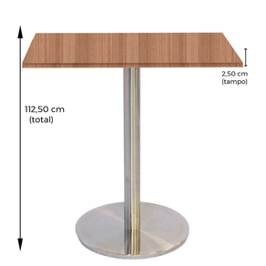 Mesa Bistrô Beta 112,50 cm (Altura) Tampo MDP PE25 Quadrado 60 cm Noce Naturalle