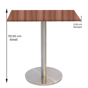 Mesa Bistrô Beta 112,50 cm (Altura) Tampo MDP PE25 Quadrado 60 cm Walnut