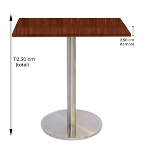 Mesa Bistrô Beta 112,50 cm (Altura) Tampo MDP PE25 Quadrado 60 cm Escarlate